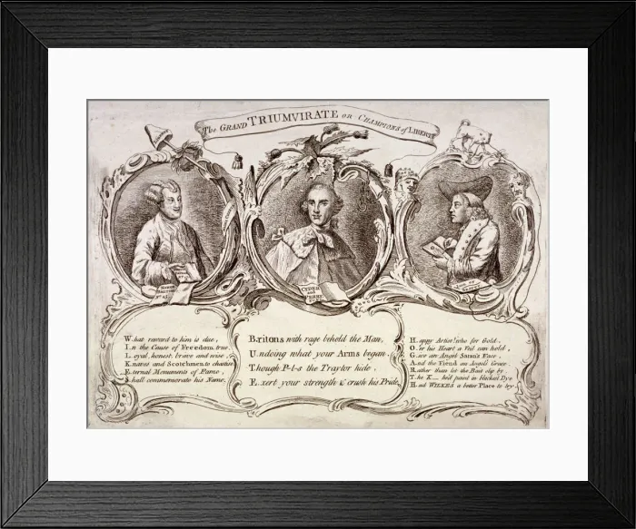 Framed Print : The Grand Triumvirate or Champions of Liberty... 1763 Framed Print : The Grand Triumvirate or Champions of Liberty... 1763