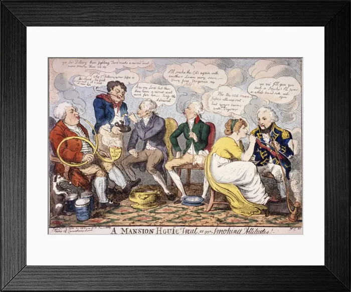Framed Print : A Mansion House treat - or smoking attitudes, London, 1800 Framed Print : A Mansion House treat - or smoking attitudes, London, 1800