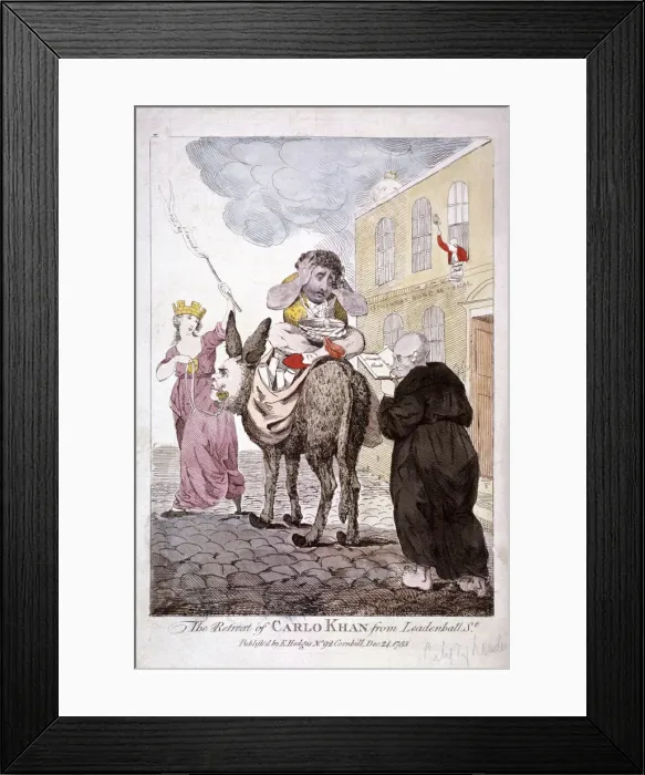 Framed Print : The Retreat of Carlo Khan from Leadenhall St. 1783 Framed Print : The Retreat of Carlo Khan from Leadenhall St. 1783