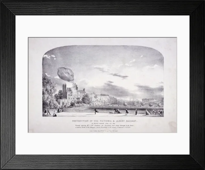 Framed Print : Destruction of the Victoria & Albert Balloon, Arlington St, Westminster, London, 1851 Framed Print : Destruction of the Victoria & Albert Balloon, Arlington St, Westminster, London, 1851