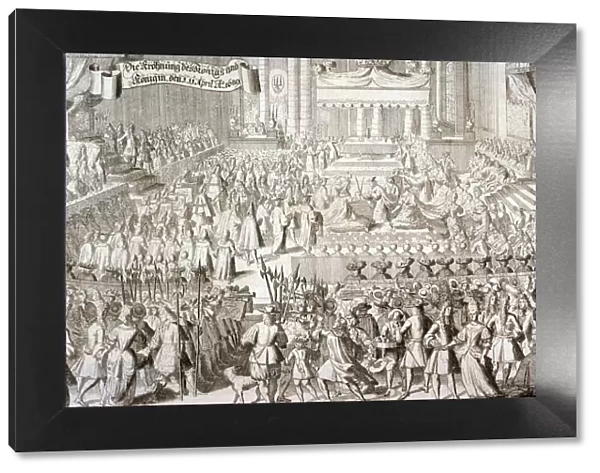 Coronation of William III and Mary II in Westminster Abbey, London, 1689