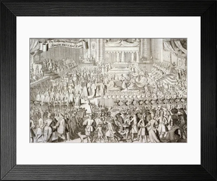 Framed Print : Coronation of William III and Mary II in Westminster Abbey, London, 1689 Framed Print : Coronation of William III and Mary II in Westminster Abbey, London, 1689