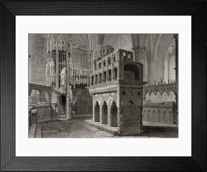 Framed Print : Edward the Confessors mausoleum, in the kings chapel, Westminster Abbey, London, c1818 Framed Print : Edward the Confessors mausoleum, in the kings chapel, Westminster Abbey, London, c1818