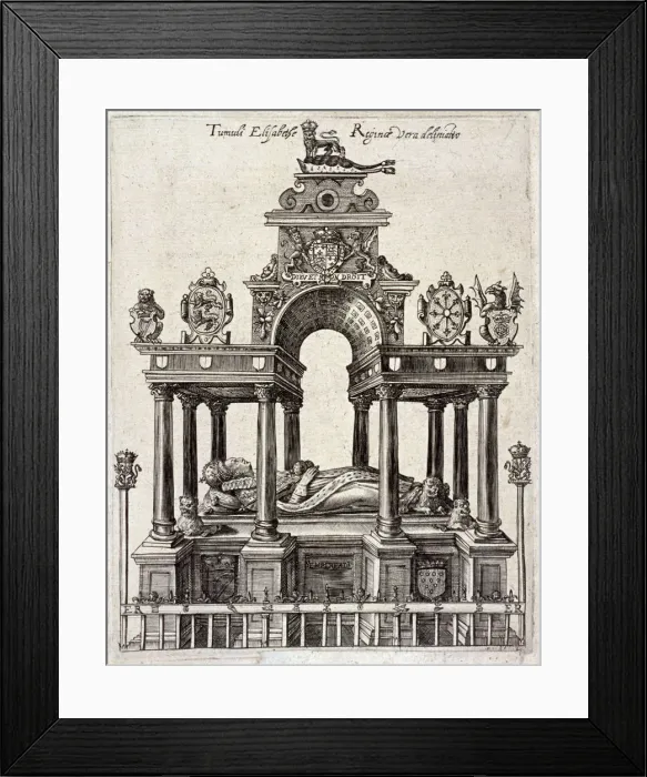 Framed Print : Queen Elizabeth Is tomb in the Henry VII Chapel, Westminster Abbey, London, c1680 Framed Print : Queen Elizabeth Is tomb in the Henry VII Chapel, Westminster Abbey, London, c1680