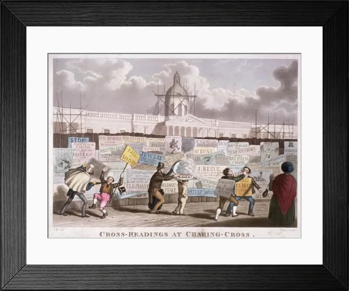 Framed Print : Cross-readings at Charing-Cross, London, 1835. Artist: IP