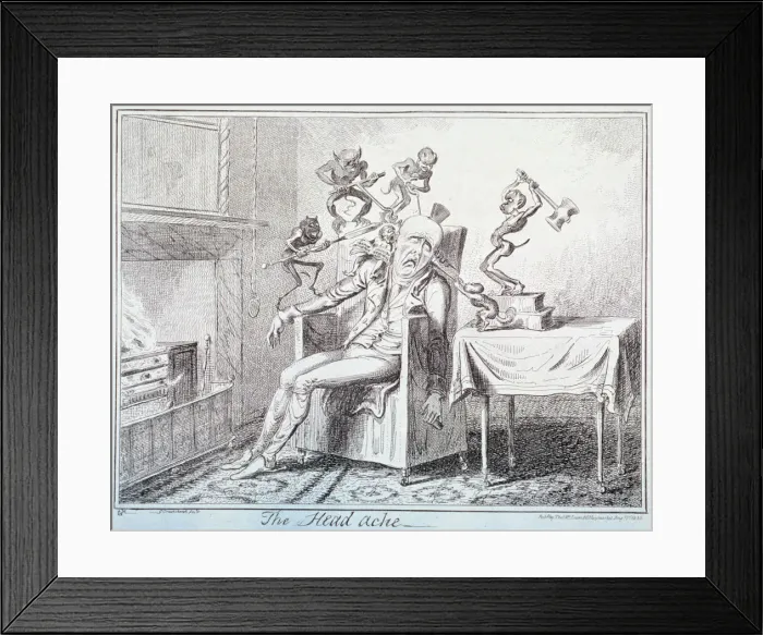 Framed Print : The head ache, 1835. Artist: George Cruikshank Framed Print : The head ache, 1835. Artist: George Cruikshank