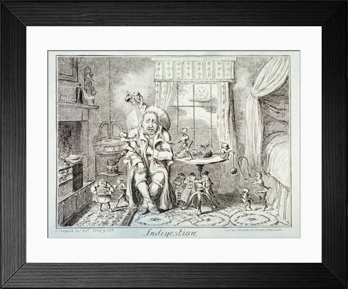 Framed Print : Indigestion, 1835. Artist: George Cruikshank Framed Print : Indigestion, 1835. Artist: George Cruikshank