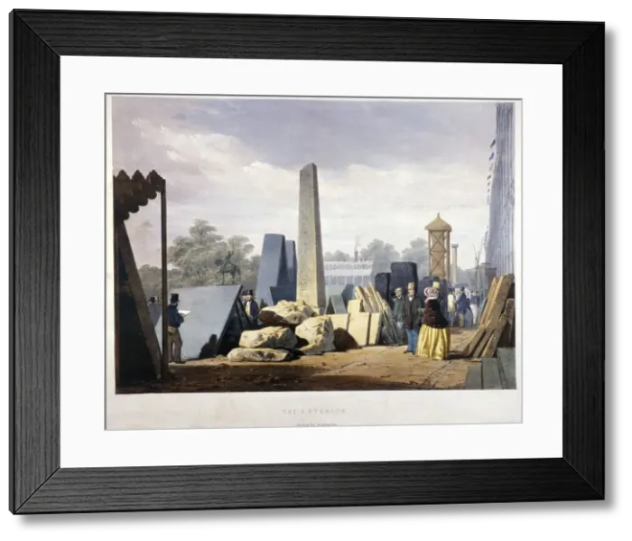 Framed Print : Exterior view of the Great Exhibition building during its construction, Hyde Park, London, 1851 Framed Print : Exterior view of the Great Exhibition building during its construction, Hyde Park, London, 1851