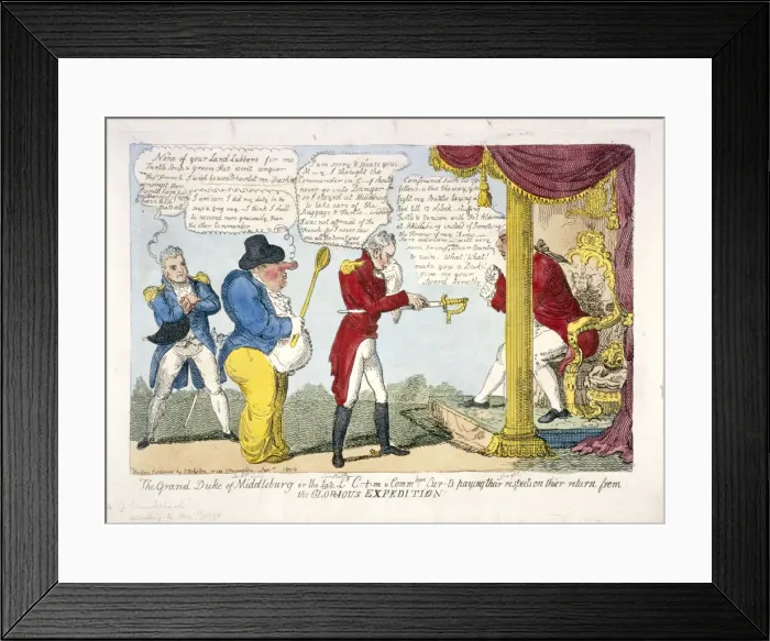 Framed Print : The grand Duke of Middleburg or late Ld. C-t-m & Commdore Cur-ts paying their respects Framed Print : The grand Duke of Middleburg or late Ld. C-t-m & Commdore Cur-ts paying their respects