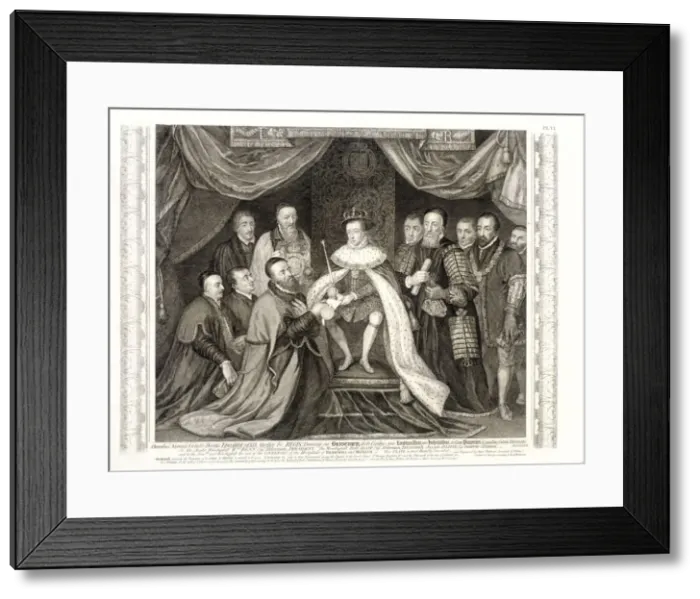 Framed Print : King Edward VI signing a charter, 1552, (1750). Artist: George Vertue Framed Print : King Edward VI signing a charter, 1552, (1750). Artist: George Vertue