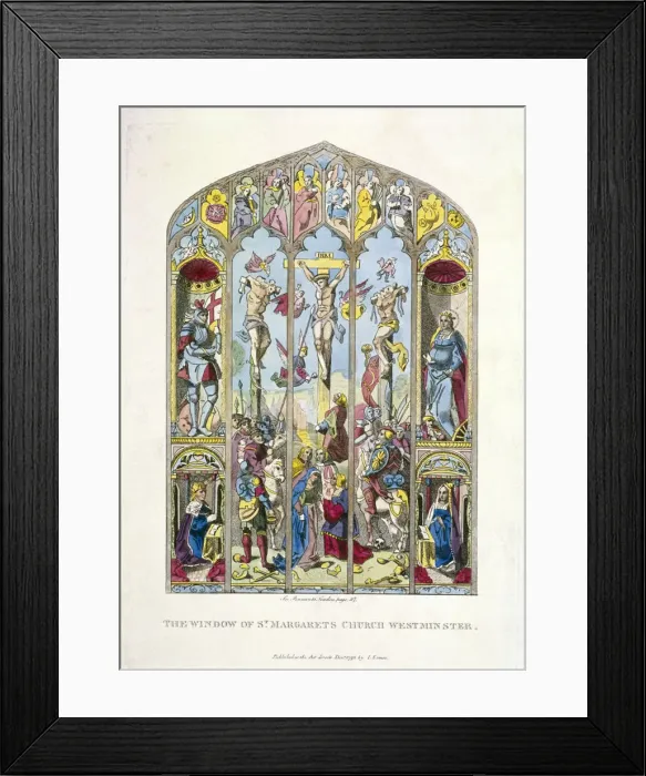 Framed Print : East window in St Margaret, Westminster, depicting the crucifixion, London, 1795 Framed Print : East window in St Margaret, Westminster, depicting the crucifixion, London, 1795
