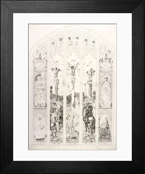 Framed Print : East window in St Margaret, Westminster, depicting the crucifixion, London, 1787 Framed Print : East window in St Margaret, Westminster, depicting the crucifixion, London, 1787