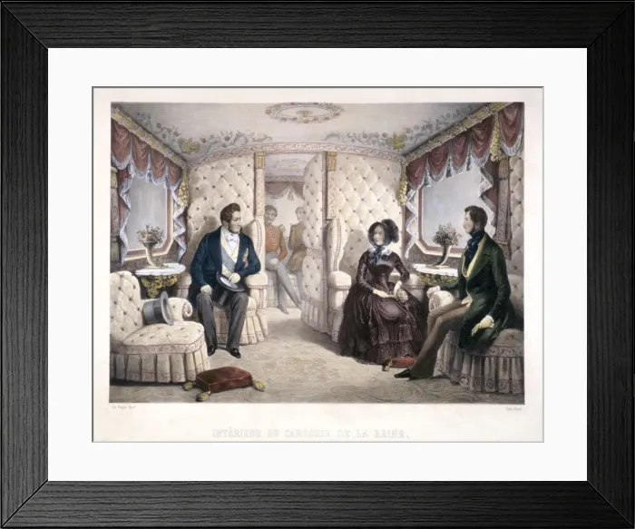Framed Print : King Louis Philippe, Queen Victoria and Prince Albert in the royal carriage, 1846
