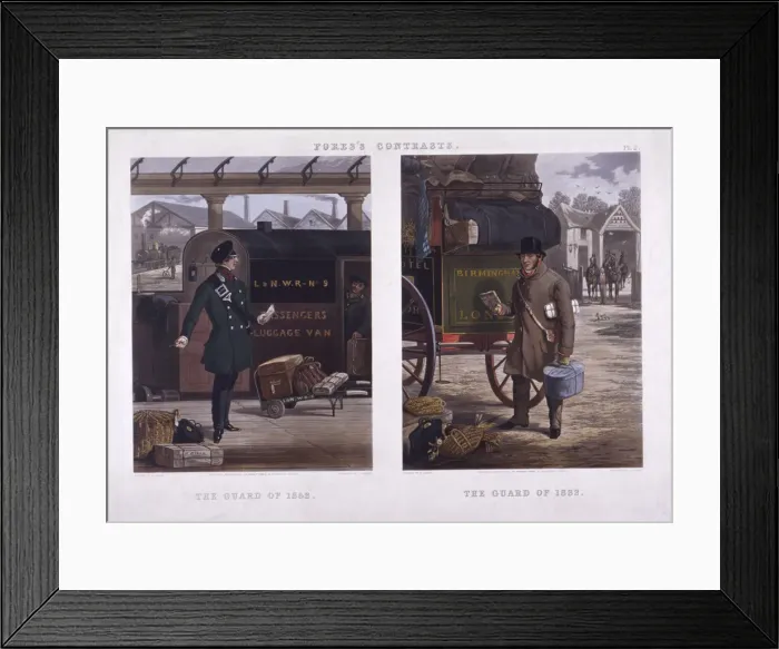 Framed Print : The Guard of 1852 and The Guard of 1832, 1852. Artist: J Harris Framed Print : The Guard of 1852 and The Guard of 1832, 1852. Artist: J Harris