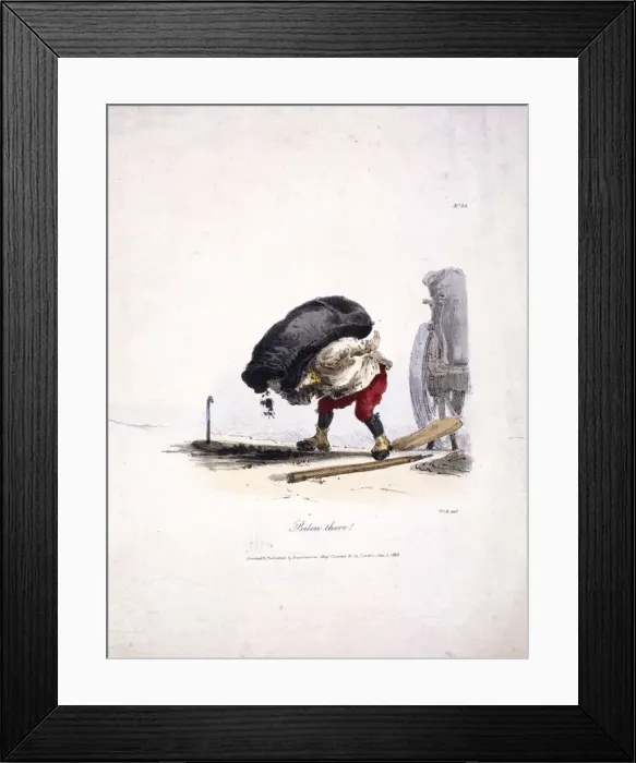 Framed Print : View of a coalman removing a heavy sack of coal from his cart, 1828. Artist: Engelmann Framed Print : View of a coalman removing a heavy sack of coal from his cart, 1828. Artist: Engelmann