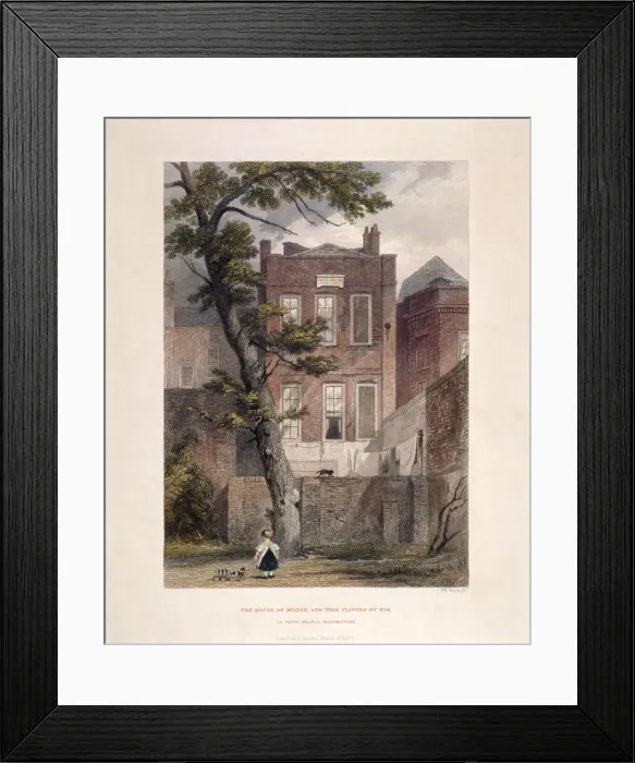 Framed Print : View of Miltons residence, Petty France, Westminster, London, 1851 Framed Print : View of Miltons residence, Petty France, Westminster, London, 1851