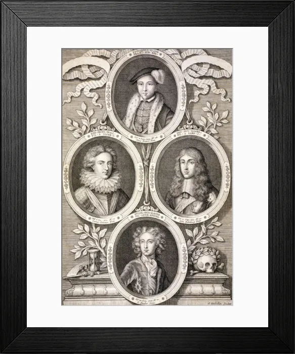 Framed Print : Edward VI, Henry and William, Dukes of Gloucester, and Henry, Prince of Wales, (c1700) Framed Print : Edward VI, Henry and William, Dukes of Gloucester, and Henry, Prince of Wales, (c1700)