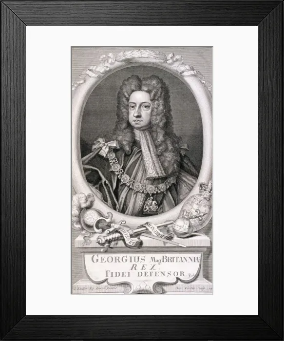 Framed Print : George I, King of Great Britain, 1718. Artist: George Vertue Framed Print : George I, King of Great Britain, 1718. Artist: George Vertue