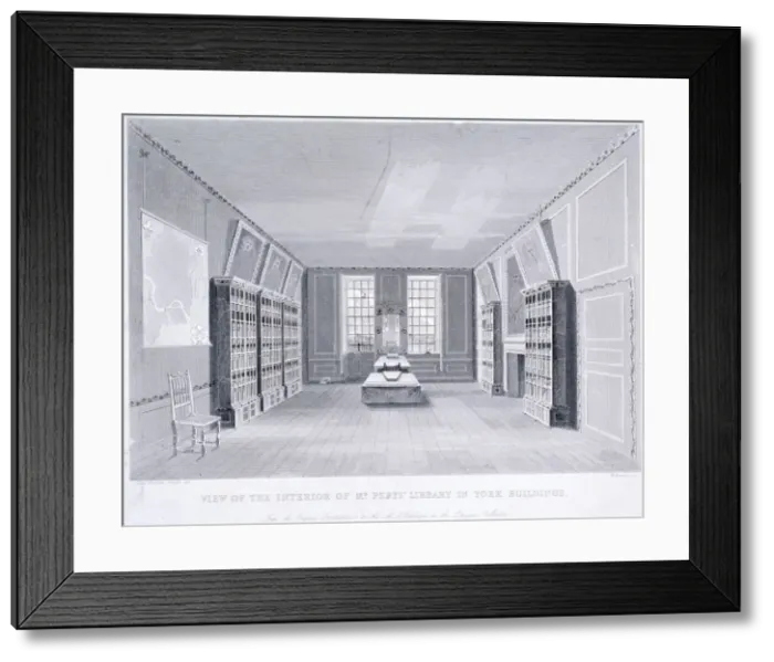 Framed Print : Interior view of Mr Pepys library in York Buildings, Westminster, London, c1670 Framed Print : Interior view of Mr Pepys library in York Buildings, Westminster, London, c1670