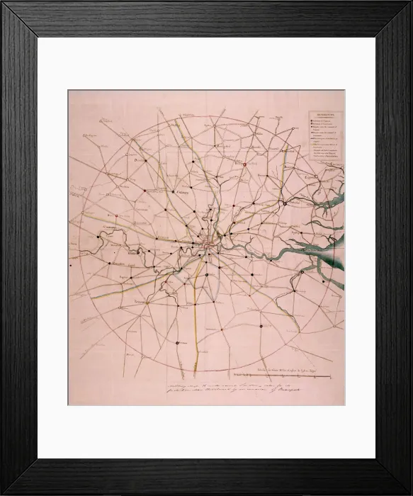 Framed Print : Military map of a thirty six mile area around London, c1804 Framed Print : Military map of a thirty six mile area around London, c1804