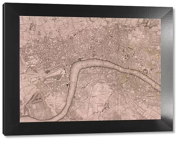 Map of the London showing Civil War fortifications, 1749. Artist: Isaac Basire