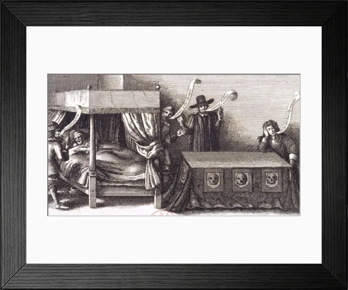 Framed Print : Allegory on the death of James I at Theobalds in Hertfordshire, 1625, (1853). Artist Framed Print : Allegory on the death of James I at Theobalds in Hertfordshire, 1625, (1853). Artist