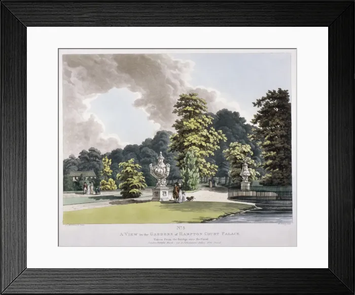 Framed Print : Gardens at Hampton Court Palace, Hampton, Middlesex, 1798. Artist: Heinrich Schutz Framed Print : Gardens at Hampton Court Palace, Hampton, Middlesex, 1798. Artist: Heinrich Schutz