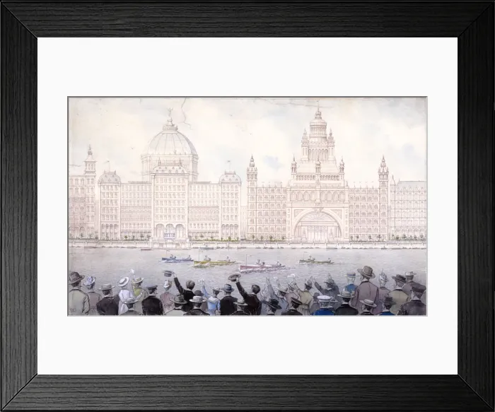 Framed Print : Boat race on the River Thames for the August bank holiday, London, 1925 Framed Print : Boat race on the River Thames for the August bank holiday, London, 1925