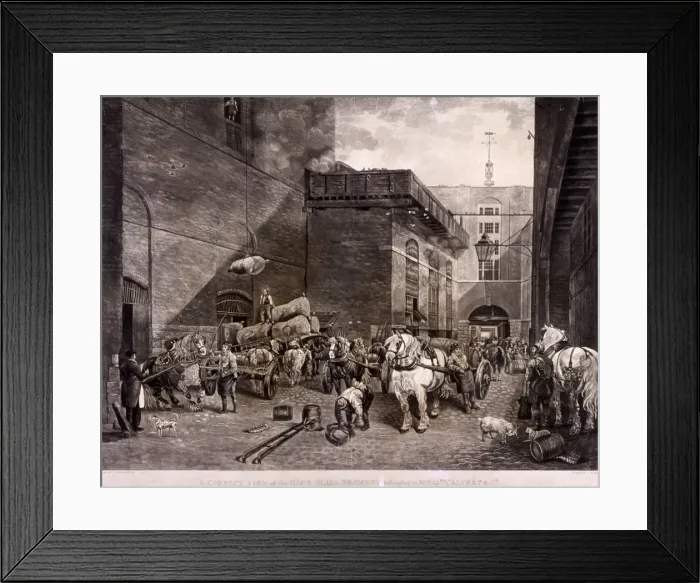 Framed Print : The Hour Glass Brewery on Upper Thames Street, London, 1821. Artist: J Bromley Framed Print : The Hour Glass Brewery on Upper Thames Street, London, 1821. Artist: J Bromley