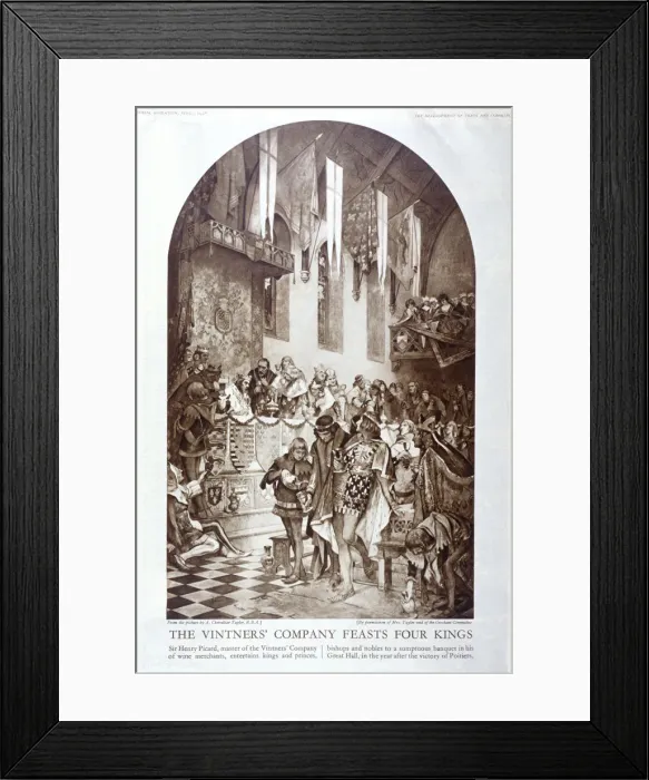 Framed Print : The Vintners Company feasts four kings, c1347, (1928) Framed Print : The Vintners Company feasts four kings, c1347, (1928)