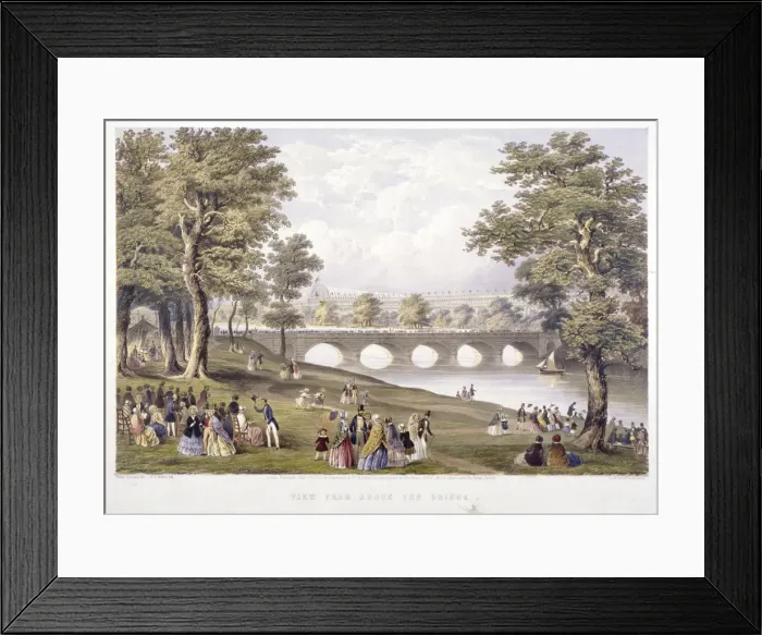 Framed Print : View from the bridge on the Serpentine towards Crystal Palace, London, 1851. Artist Framed Print : View from the bridge on the Serpentine towards Crystal Palace, London, 1851. Artist