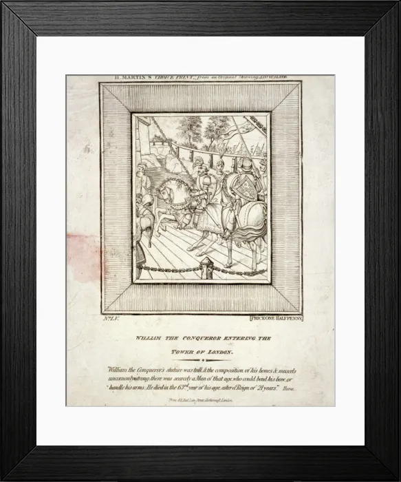 Framed Print : William the Conqueror on horseback entering the Tower of London, c1852, (c1900?) Artist Framed Print : William the Conqueror on horseback entering the Tower of London, c1852, (c1900?) Artist