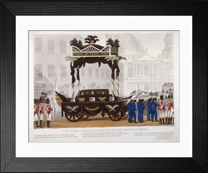 Framed Print : View of the funeral procession of Lord Nelson, London, 1806. Artist: Edward Orme Framed Print : View of the funeral procession of Lord Nelson, London, 1806. Artist: Edward Orme