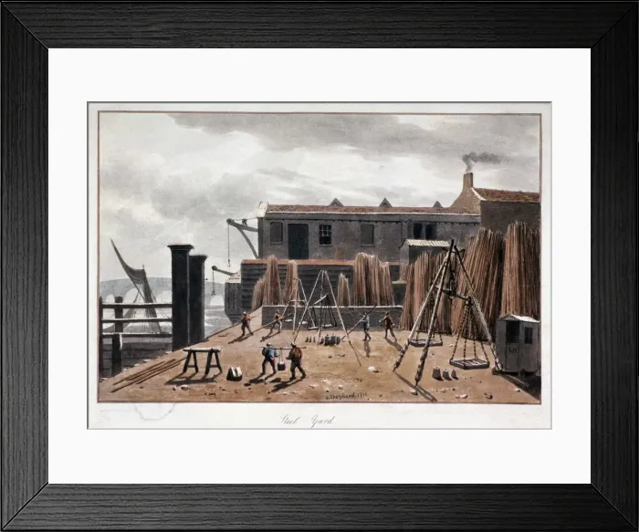 Framed Print : View of Steelyard Wharf, London, 1811. Artist: George Shepherd Framed Print : View of Steelyard Wharf, London, 1811. Artist: George Shepherd