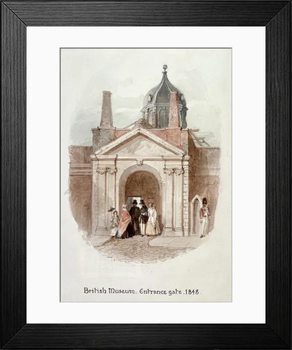 Framed Print : British Museum, entrance gate, 1848. Artist: James Findlay Framed Print : British Museum, entrance gate, 1848. Artist: James Findlay