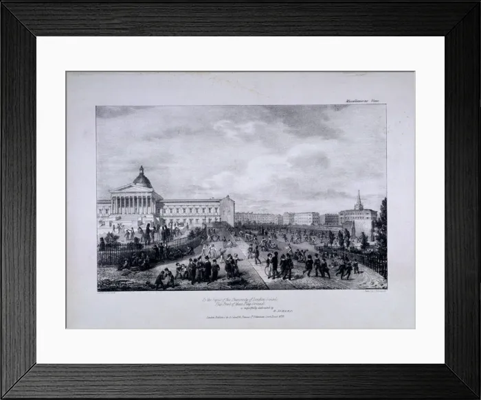 Framed Print : View of University College Schools playground with University College to the right, 1833 Framed Print : View of University College Schools playground with University College to the right, 1833