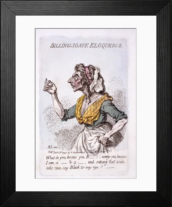 Framed Print : Billingsgate eloquence, 1795. Artist: James Gillray Framed Print : Billingsgate eloquence, 1795. Artist: James Gillray