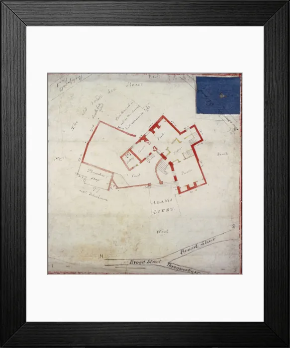 Framed Print : Plan of premises in Adams Court off Old Broad Street, London, c1800 Framed Print : Plan of premises in Adams Court off Old Broad Street, London, c1800