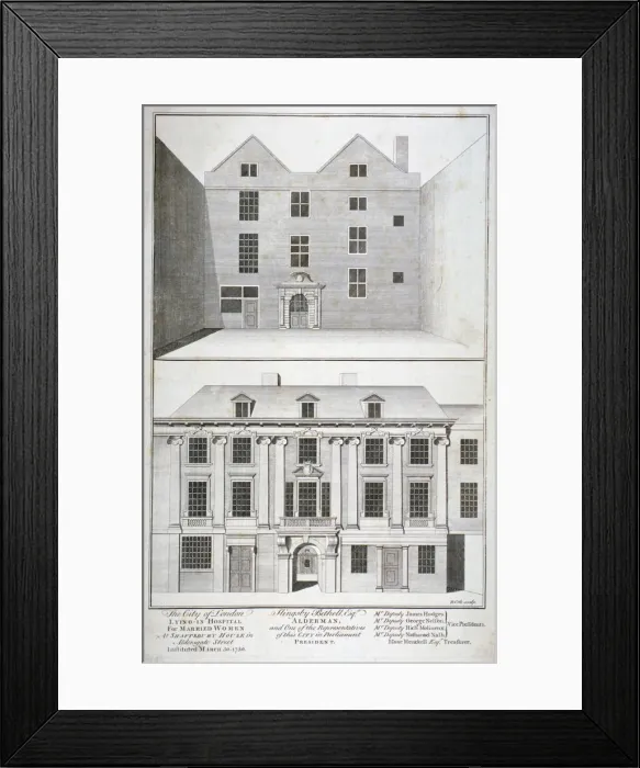 Framed Print : City of London Lying-in Hospital for Married Women, Aldersgate Street, London, c1750
