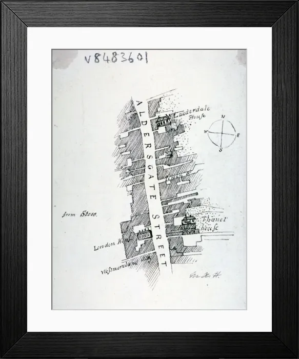 Framed Print : Aldersgate Street, London, c1800(?). Artist: Mary Anne Hedger Framed Print : Aldersgate Street, London, c1800(?). Artist: Mary Anne Hedger