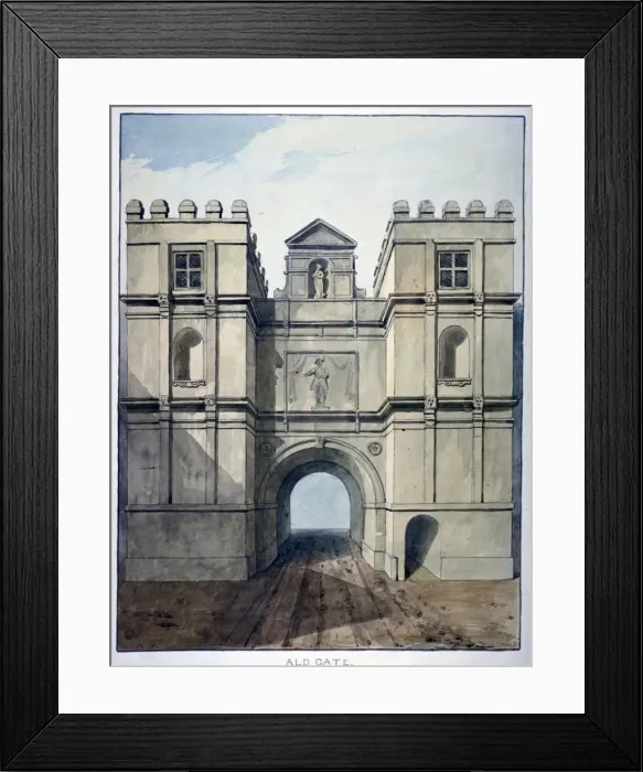 Framed Print : Aldgate, London, c1820(?). Artist: Frederick Nash Framed Print : Aldgate, London, c1820(?). Artist: Frederick Nash