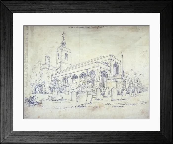 Framed Print : All Hallows-by-the-Tower Church, London, 1803. Artist: C John M Whichelo Framed Print : All Hallows-by-the-Tower Church, London, 1803. Artist: C John M Whichelo