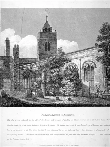 All Hallows-by-the-Tower Church, London, 1810. Artist: William Pearson