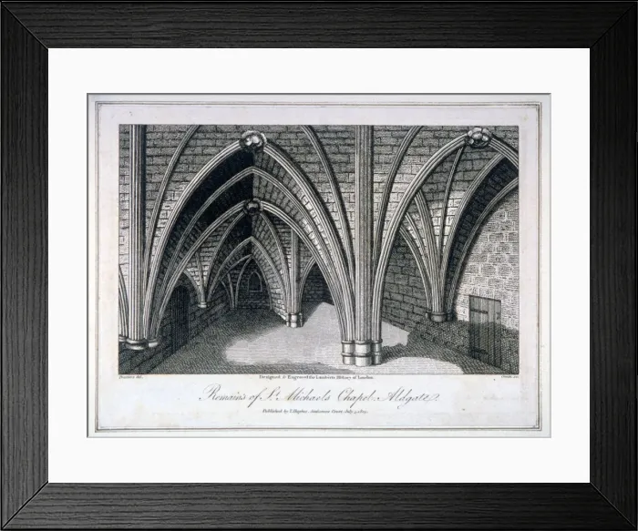 Framed Print : St Michaels Crypt, Aldgate, London, 1805. Artist: Samuel Owen Framed Print : St Michaels Crypt, Aldgate, London, 1805. Artist: Samuel Owen