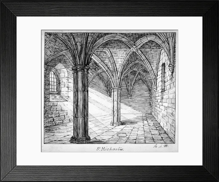 Framed Print : St Michaels Crypt, Aldgate, London, c1800. Artist: Mary Anne Hedger Framed Print : St Michaels Crypt, Aldgate, London, c1800. Artist: Mary Anne Hedger