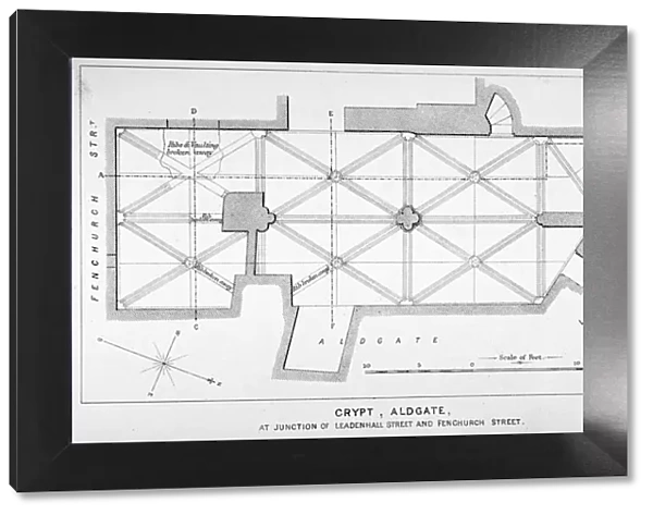 Plan of the groining for St Michaels Crypt, Aldgate Street, London, c1830(?). Artist