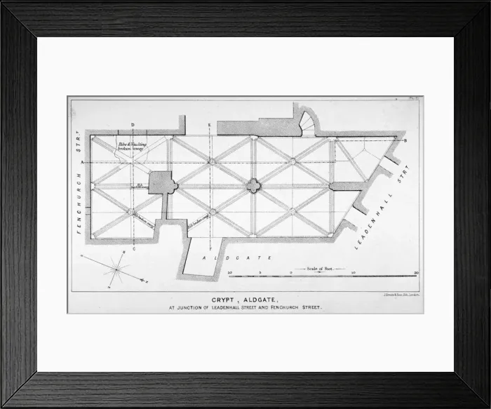 Framed Print : Plan of the groining for St Michaels Crypt, Aldgate Street, London, c1830(?). Artist Framed Print : Plan of the groining for St Michaels Crypt, Aldgate Street, London, c1830(?). Artist