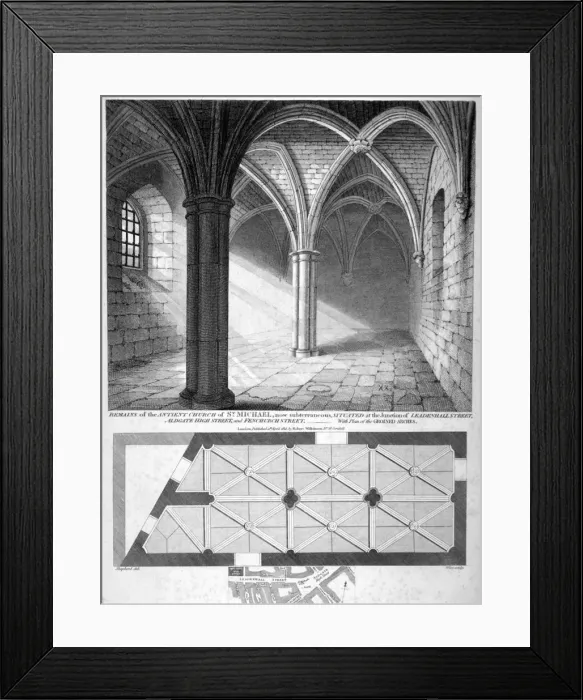 Framed Print : St Michaels Crypt, Aldgate, London, 1816. Artist: William Wise Framed Print : St Michaels Crypt, Aldgate, London, 1816. Artist: William Wise