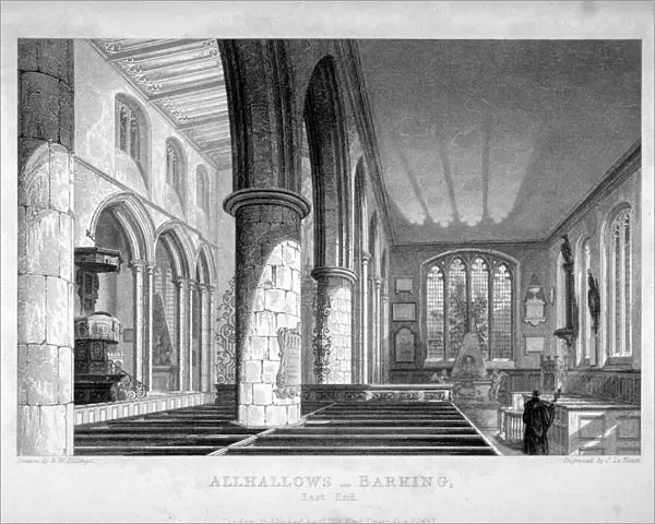 All Hallows-by-the-Tower Church, London, c1837. Artist: John Le Keux