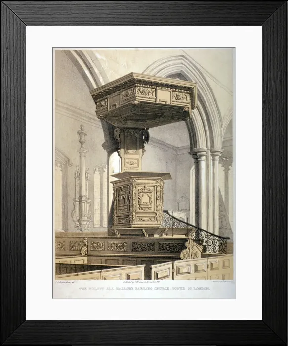 Framed Print : All Hallows-by-the-Tower Church, London, 1843. Artist: Charles James Richardson Framed Print : All Hallows-by-the-Tower Church, London, 1843. Artist: Charles James Richardson